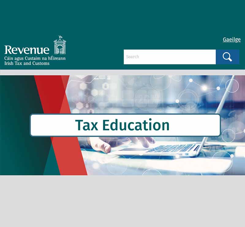Screenshot of the landing page of Revenue's tax education site